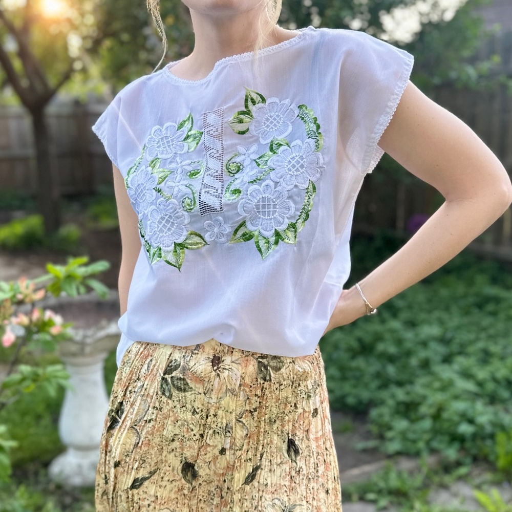 Mexican Embroidered Handkerchief Top